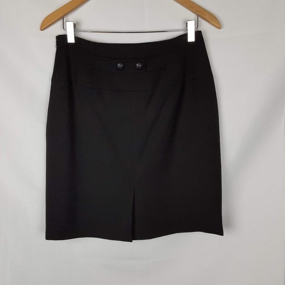A-Line Black Skirt Tahari West Riding Buttons size 4P - Picture 5 of 7